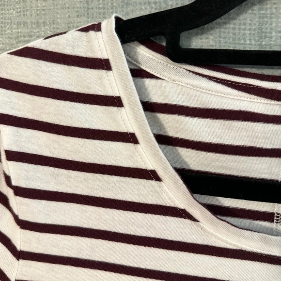 Women’s Duluth trading company long sleeve t shirt white with brown stripes - Picture 4 of 9